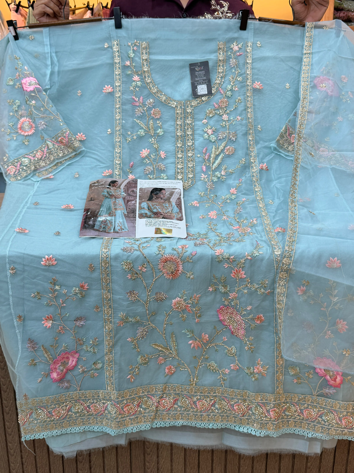 1453 Pakistani Unstitched Partywear - Periwinkle