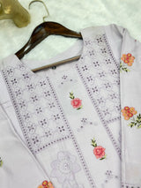 660 Premium Pakistani Lawn Cordset Set - Ash Lilac