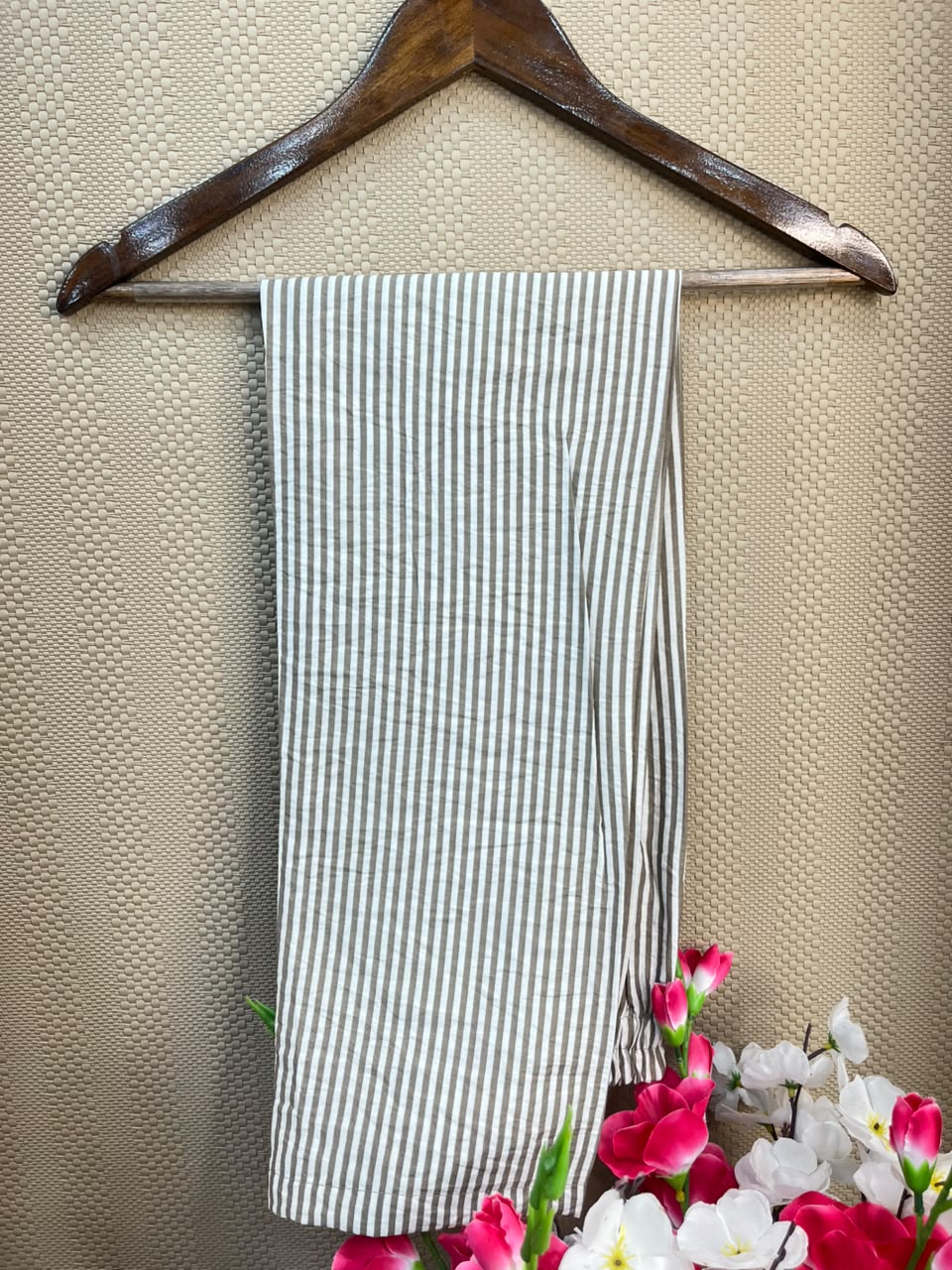 1230 Striped Maxi Kaftan A-Line Set - Beige