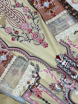 1449 Pakistani Embroidered Suit - Sand Beige