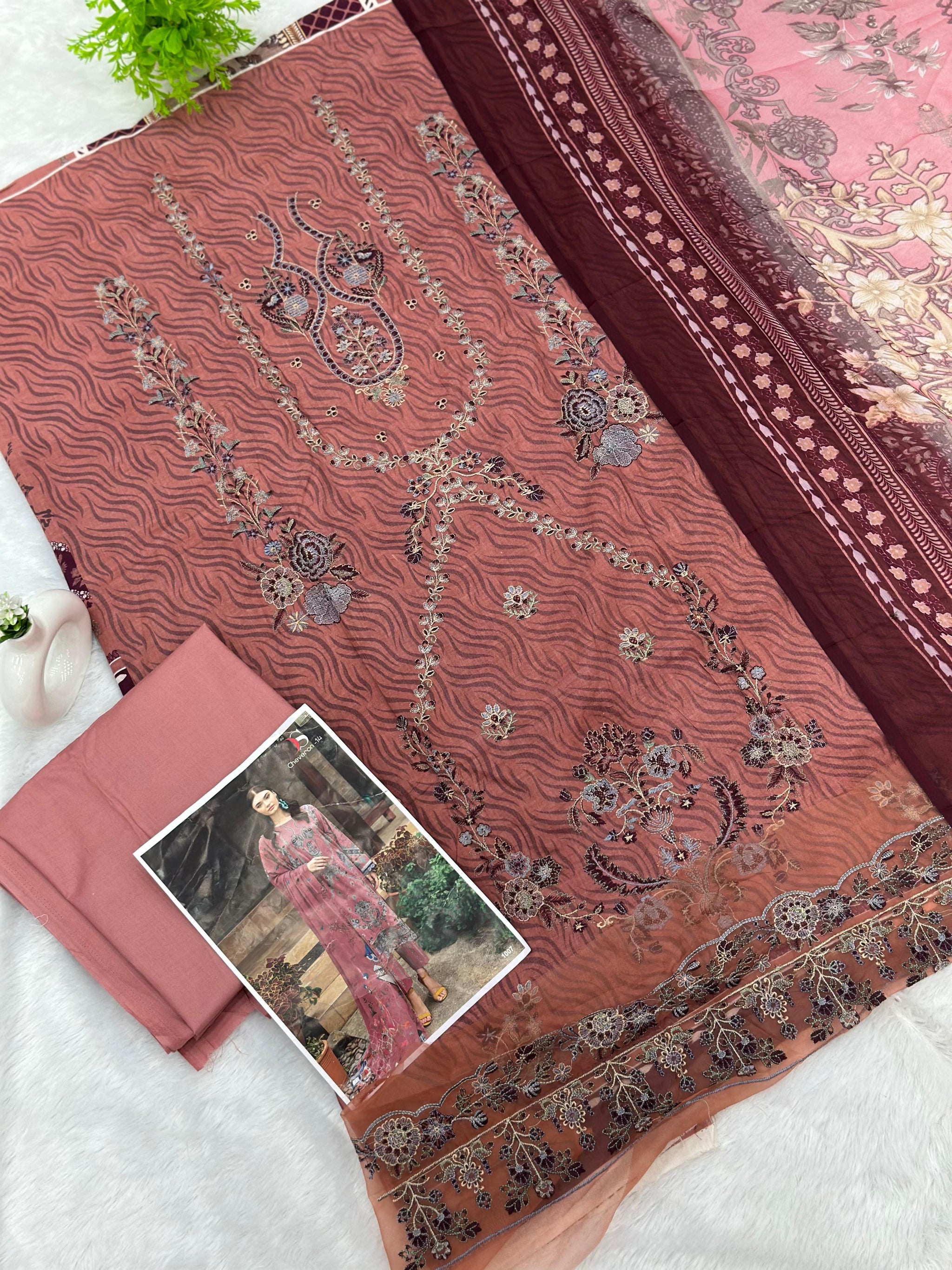 969 Unstitched Pakistani Embroidered Suit