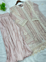 857 Readymade Mushk A-Line Sharara Set - Rosy Pink