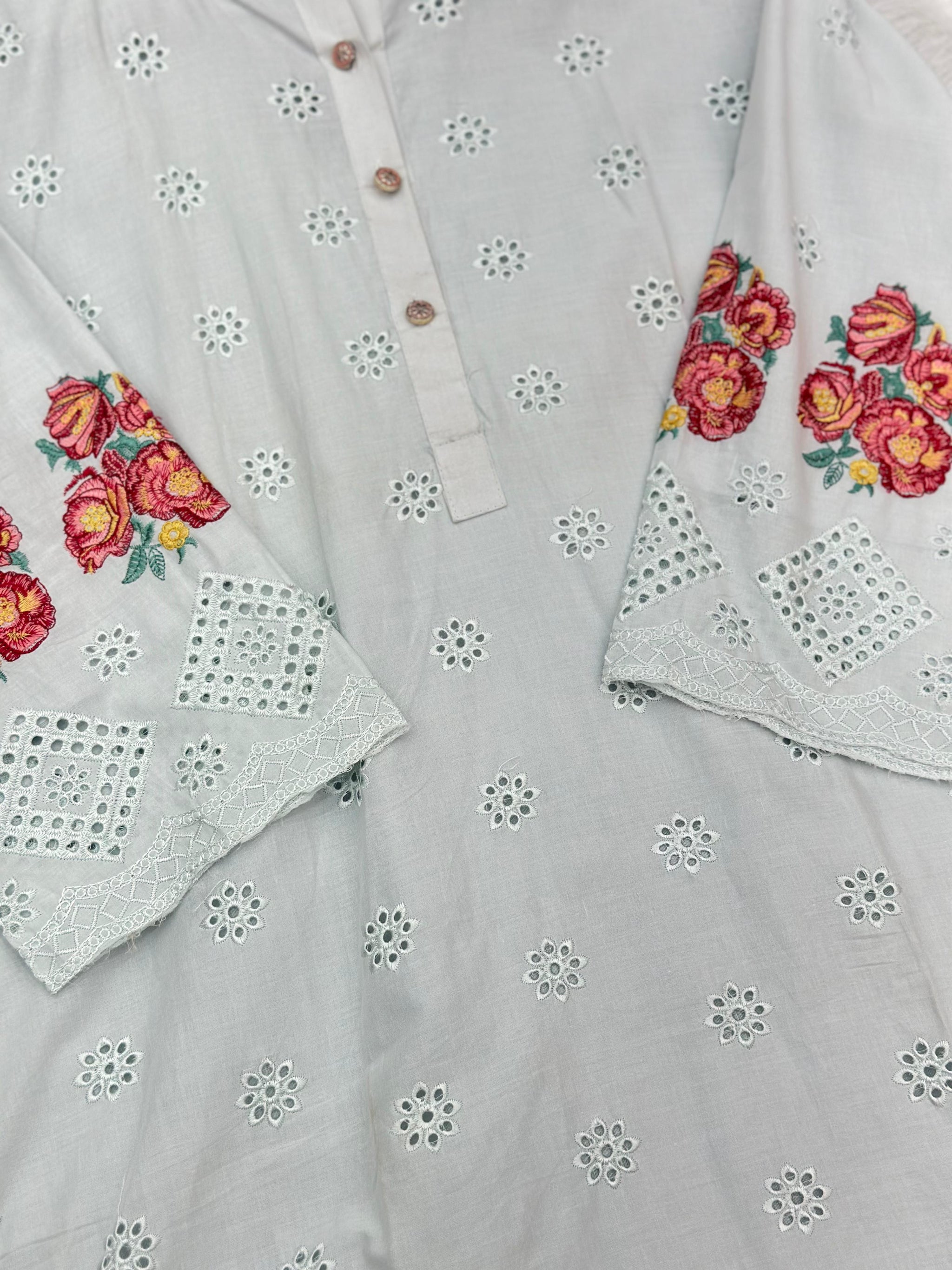 659 Premium Pakistani Lawn Cordset Set - Aqua