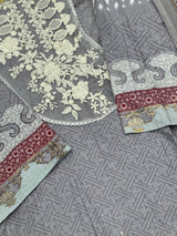 680 Pakistani Lawn Suit - Grey