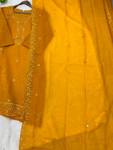 1204 Floral Hand-Work Partywear - Yellow