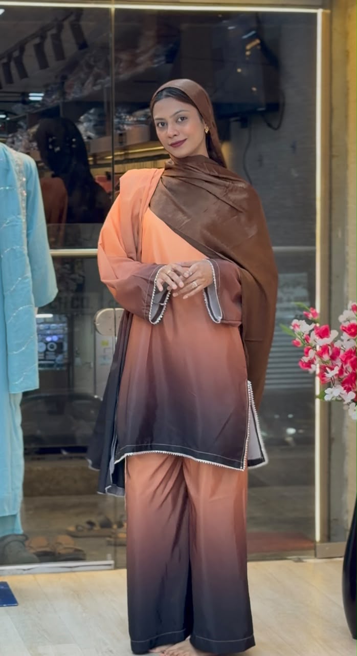 1245 Ombere Shade Coord Set - Peach | Brown