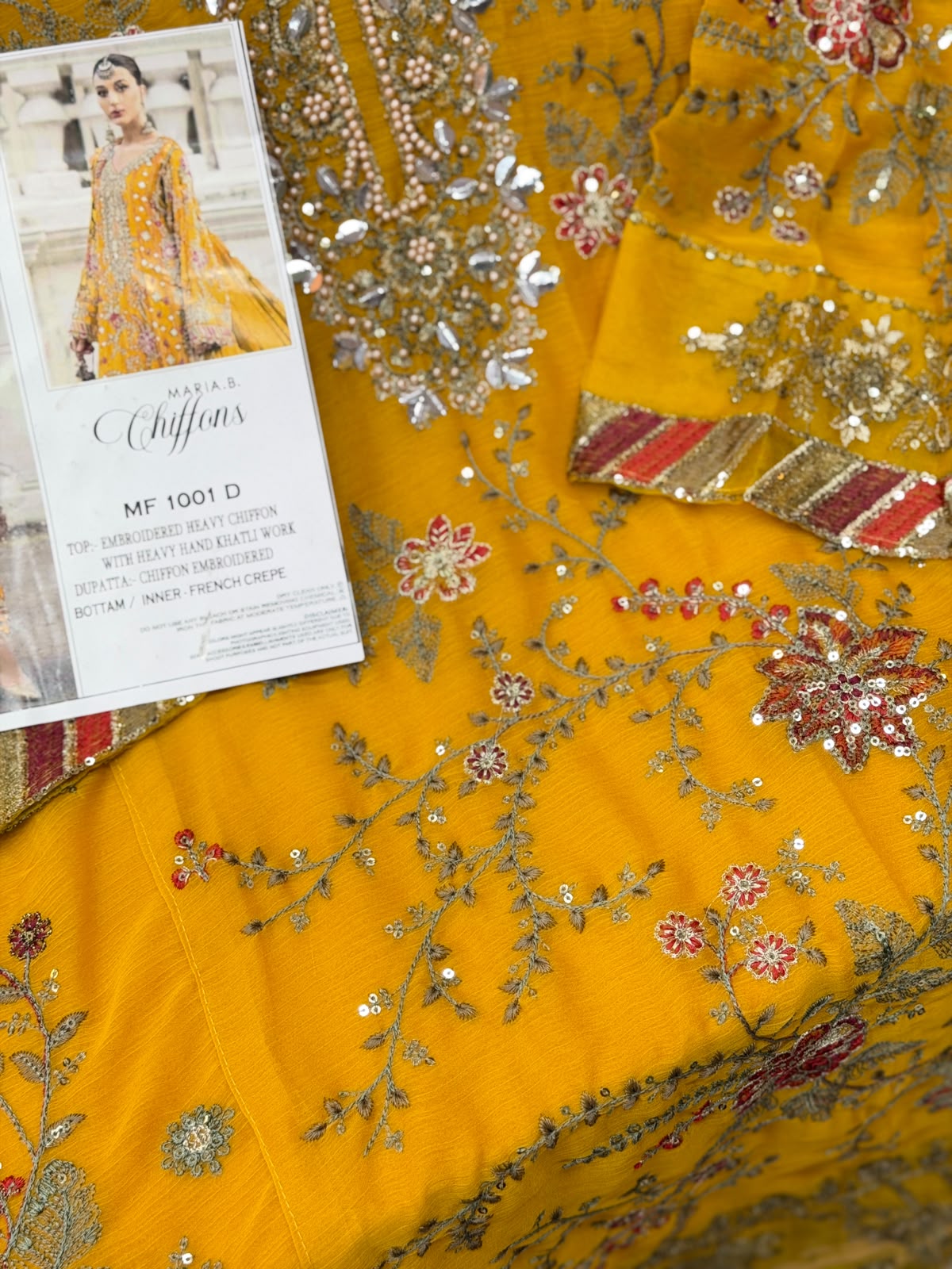 1439 Maria-B Unstitched Partywear - Yellow