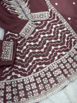 653 Pakistani Embroidered Frock Set - Onion Pink