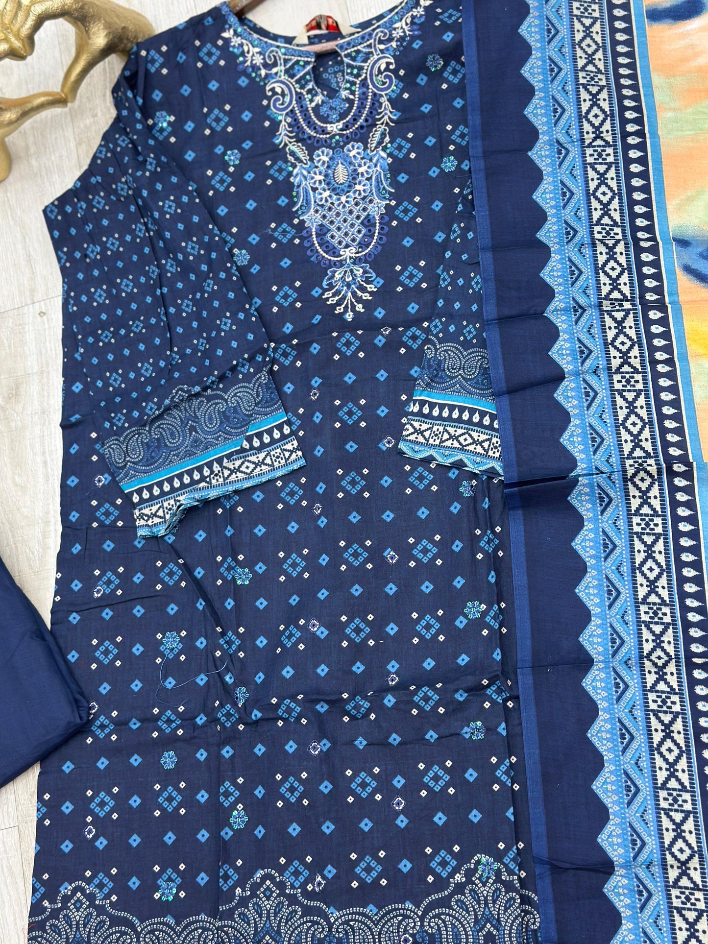 630 Premium Pakistani Lawn Suit - Navy Blue