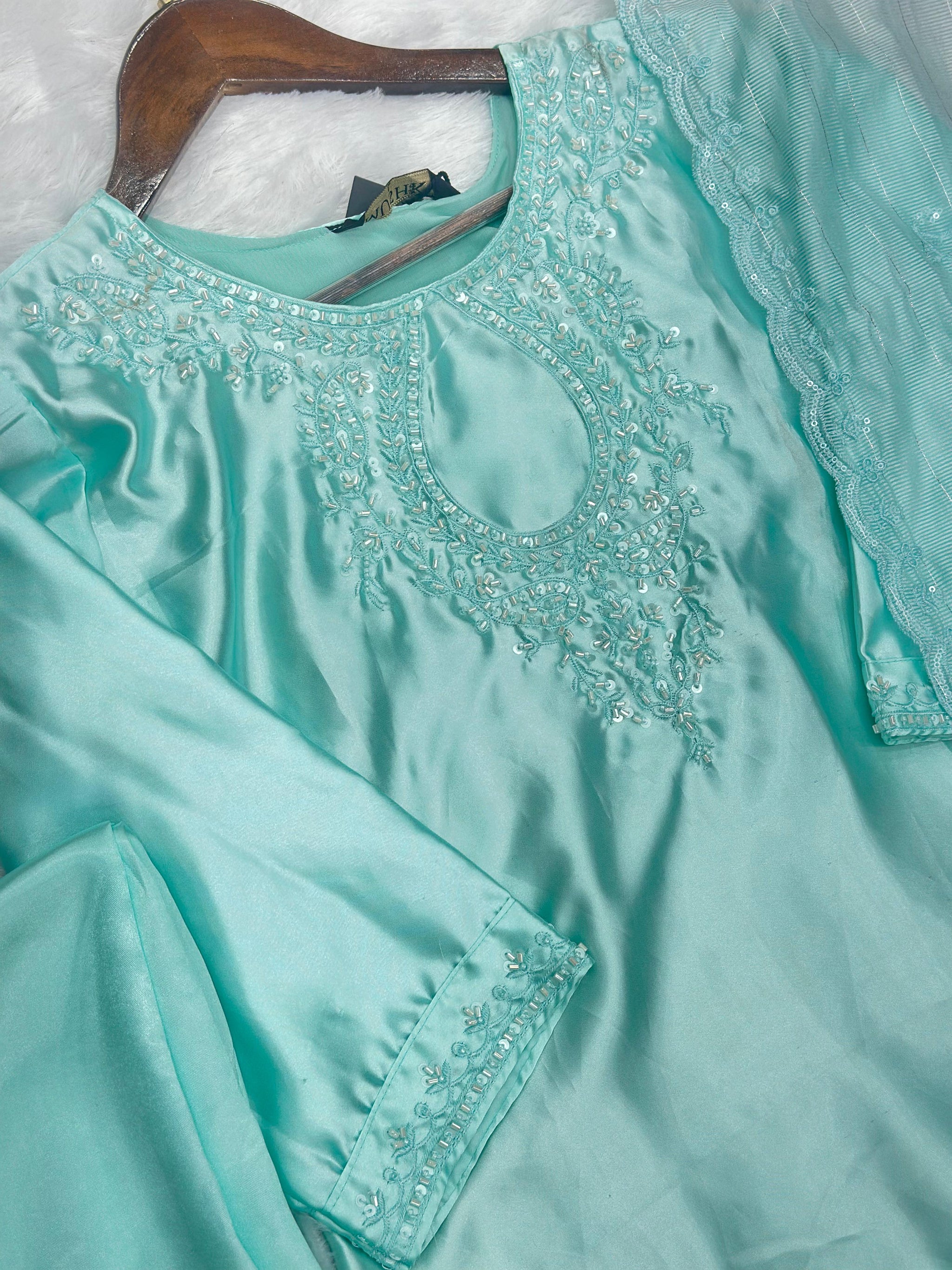 635 Mushk Farshi Set - Aqua