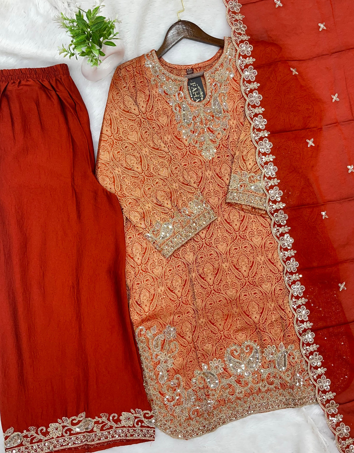 1423 Banarasi Readymade Suit - Orange