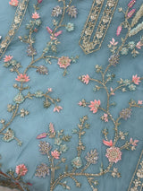 1453 Pakistani Unstitched Partywear - Periwinkle