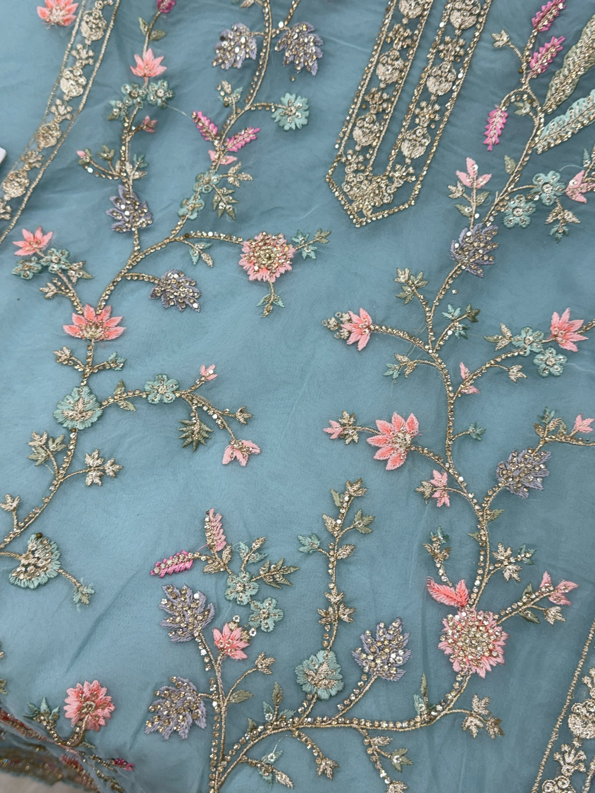 1453 Pakistani Unstitched Partywear - Periwinkle
