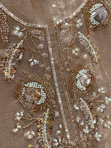 1447 Pakistani Unstitched Partywear - Dark Peach