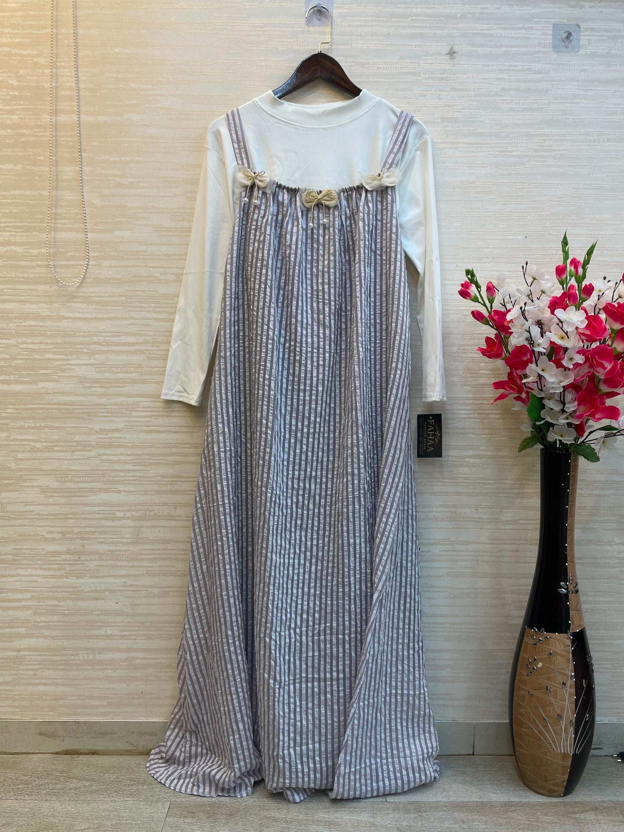 997 Floral Flare Coord Set - Dusty Blue