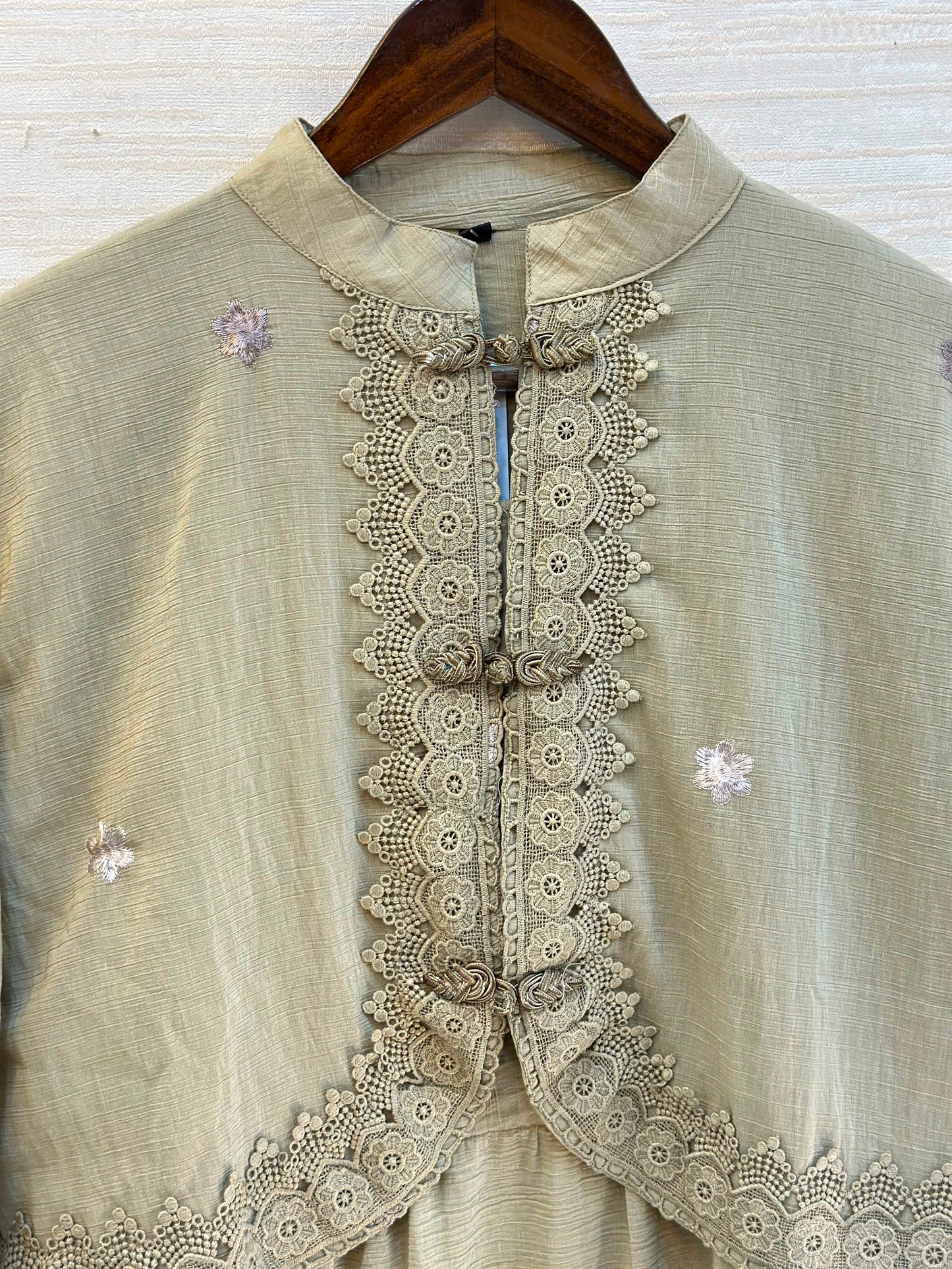 1208 Korean Jacket Gown Set - Olive Green