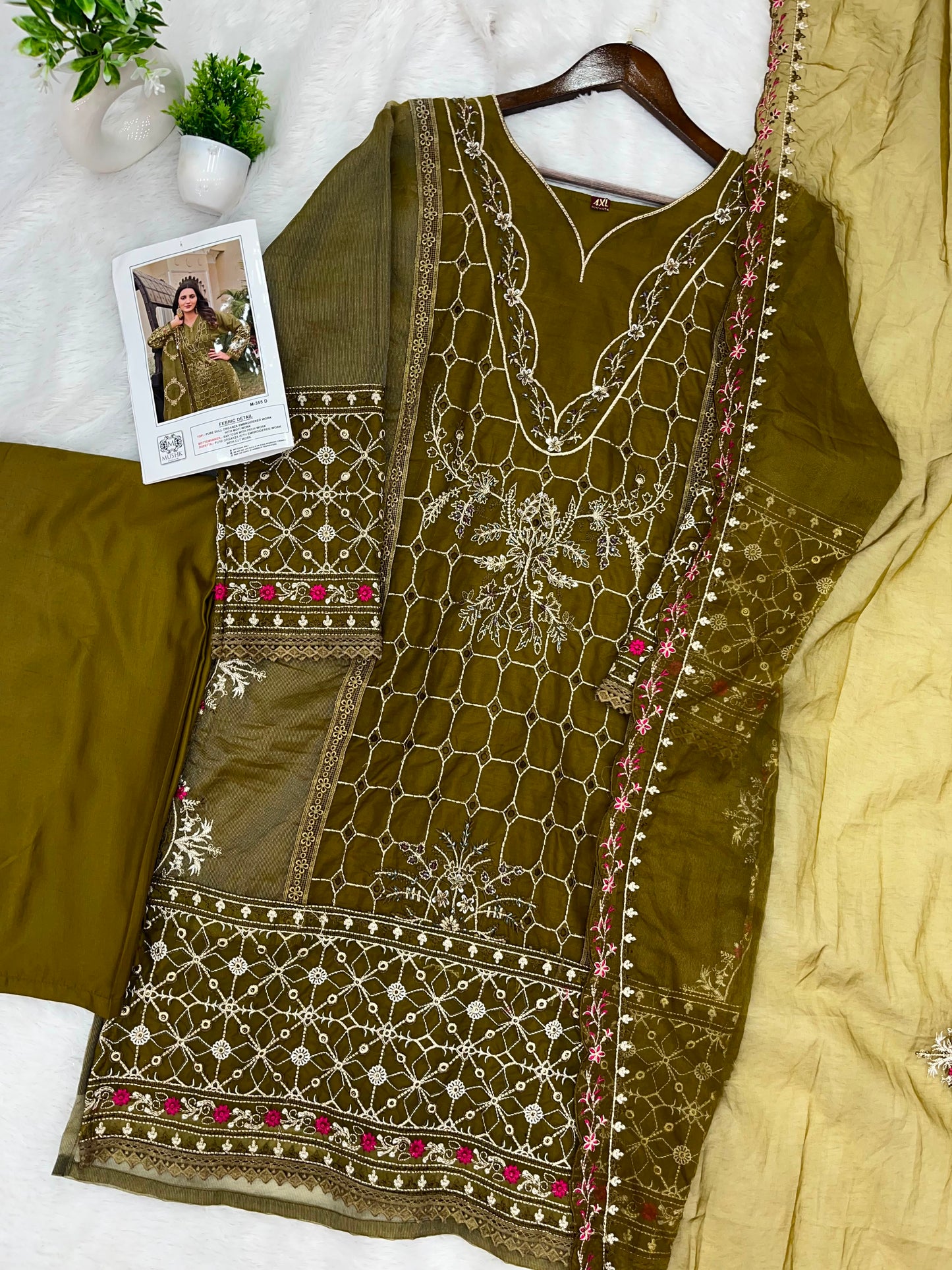 1156 Premium Pakistani Partywear -Mahendi Green