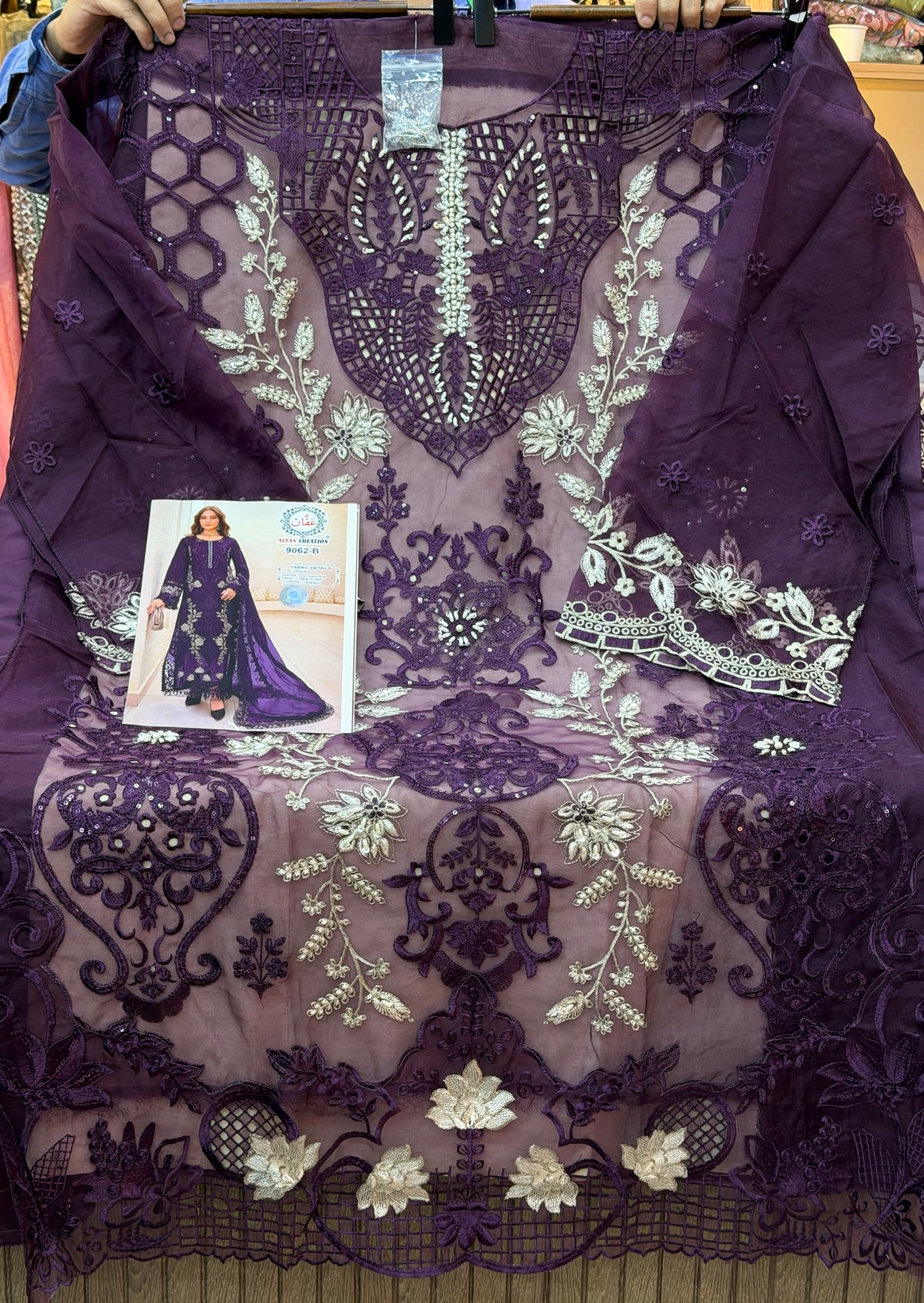 1437 Pakistani Unstitched Partywear - Purple