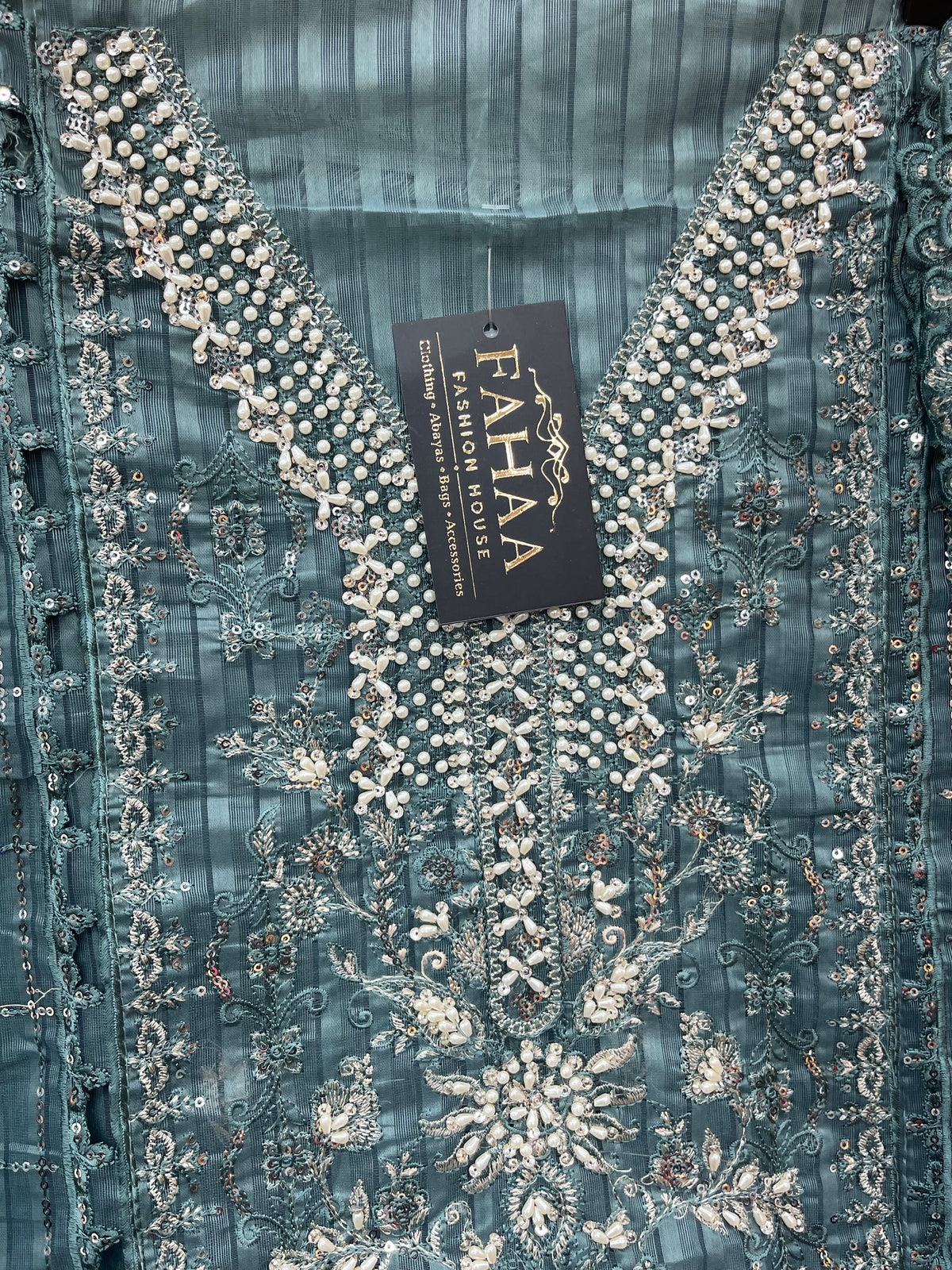 1436 Pakistani Unstitched Partywear - Blue