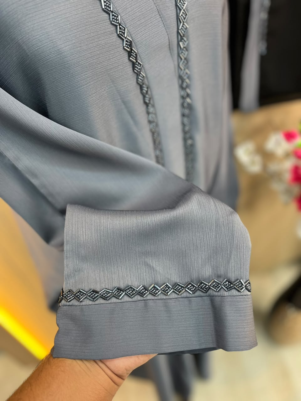1121 The Premium Abaya - Blue Gray