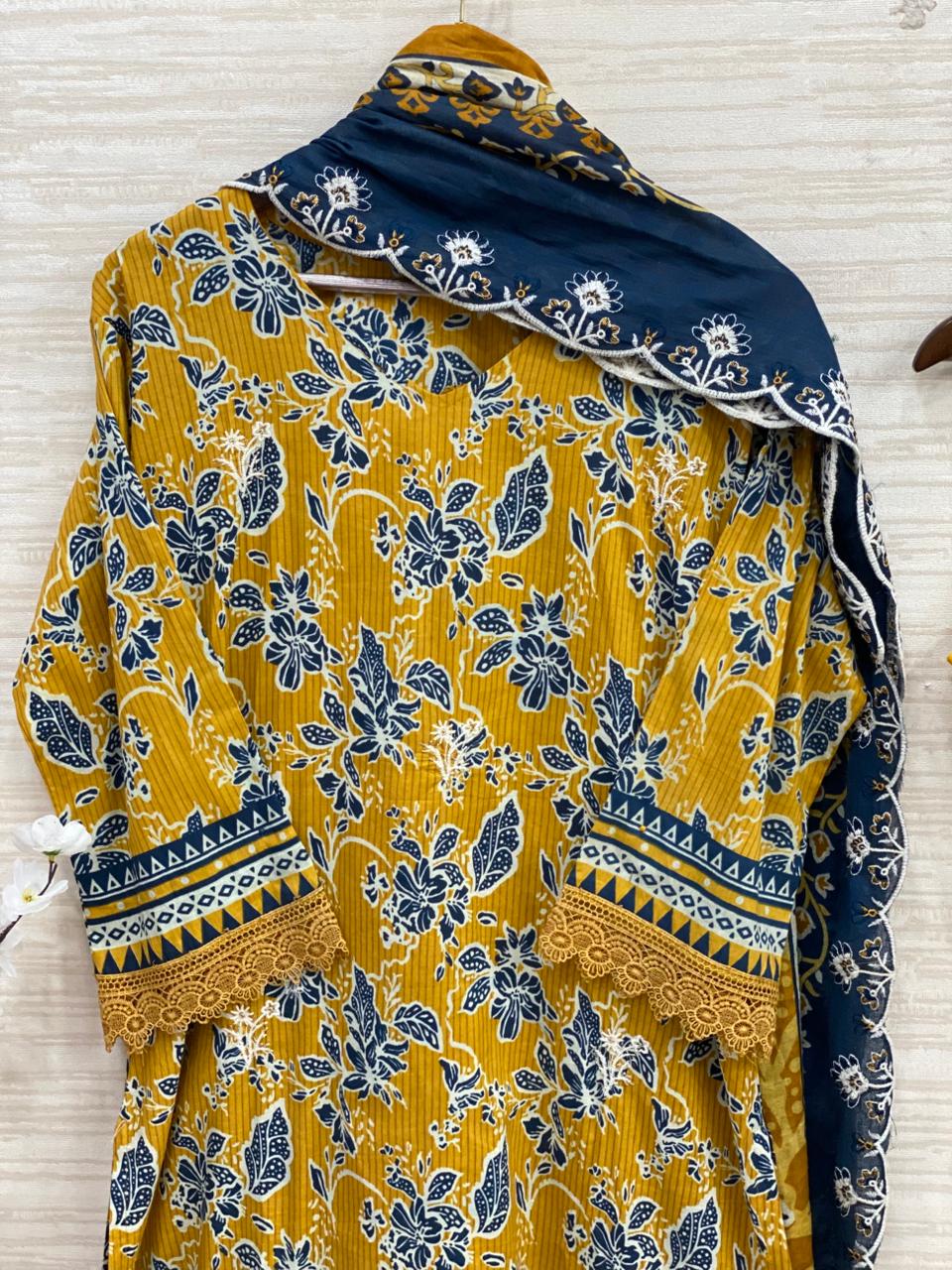 Code 567 HALA V NECK PAKISTANI LAWN COTTON SUIT