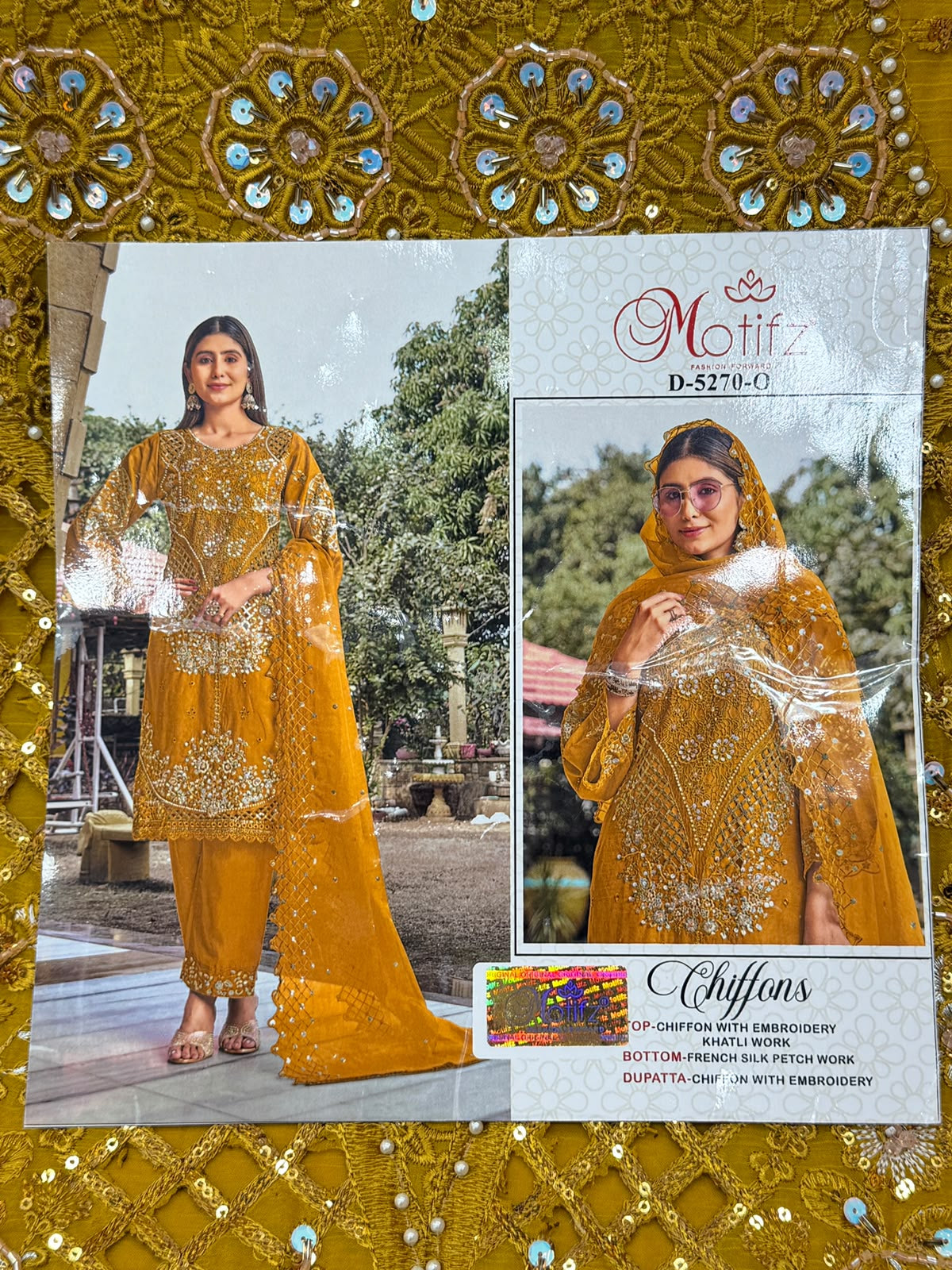 1442 Motifz Unstitched Partywear - Yellow