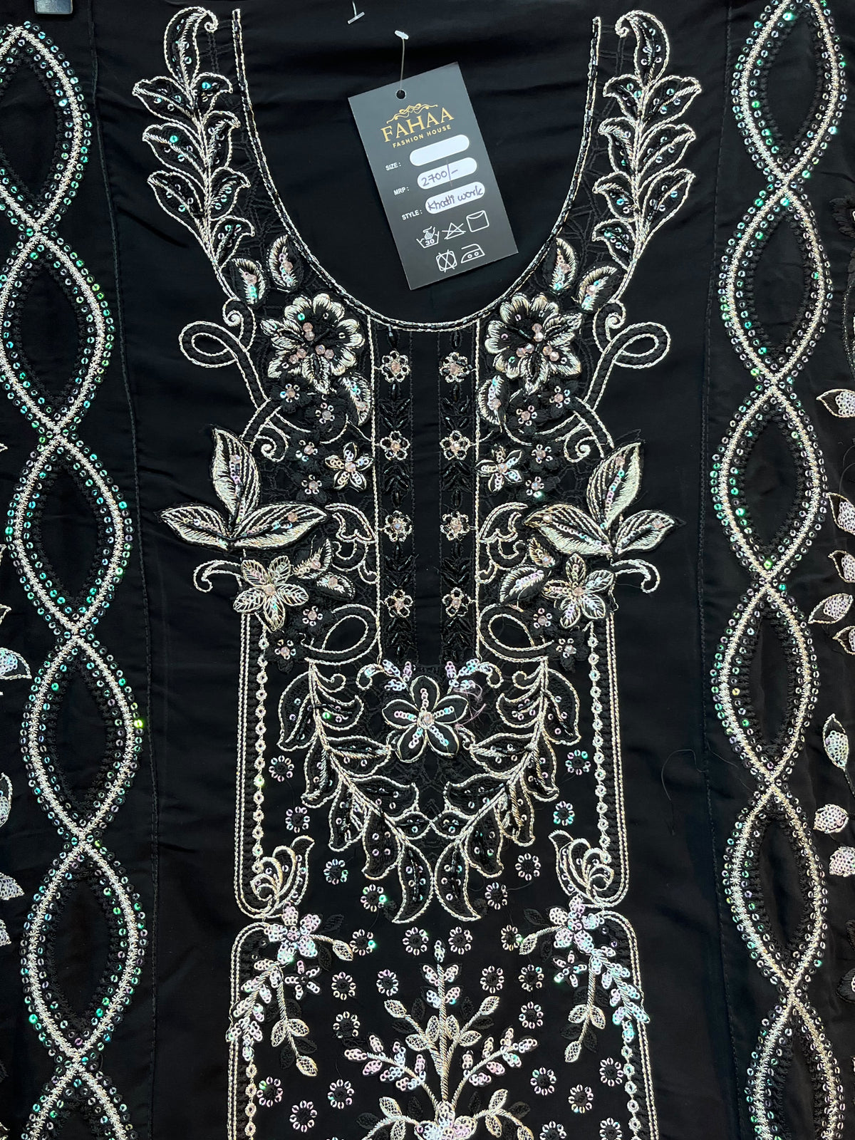 1488 Pakistani Unstitched Party Wear - Black