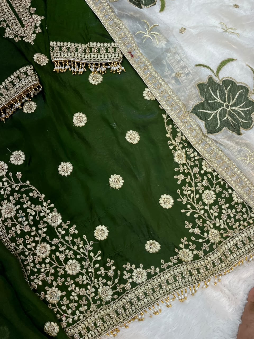 1489 Pakistani Party Wear - Bottle Gren