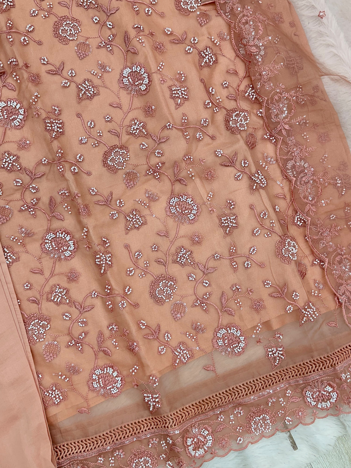 1432 Heavy Pakistani Partywear - Dusty Peach