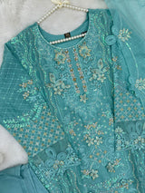 1433 Heavy Pakistani Partywear -  Aqua