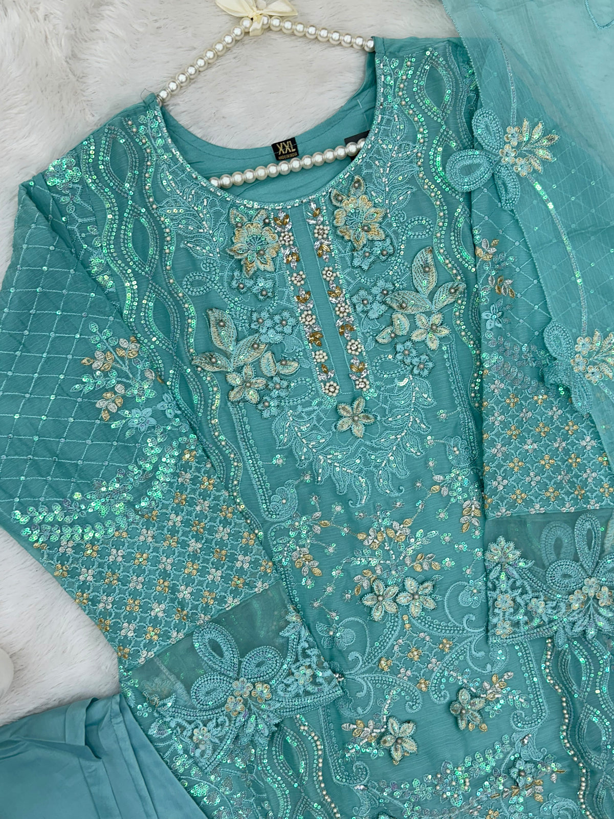 1433 Heavy Pakistani Partywear -  Aqua