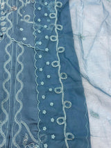 652 Pakistani Cut-Work Embroidery - Stone Blue