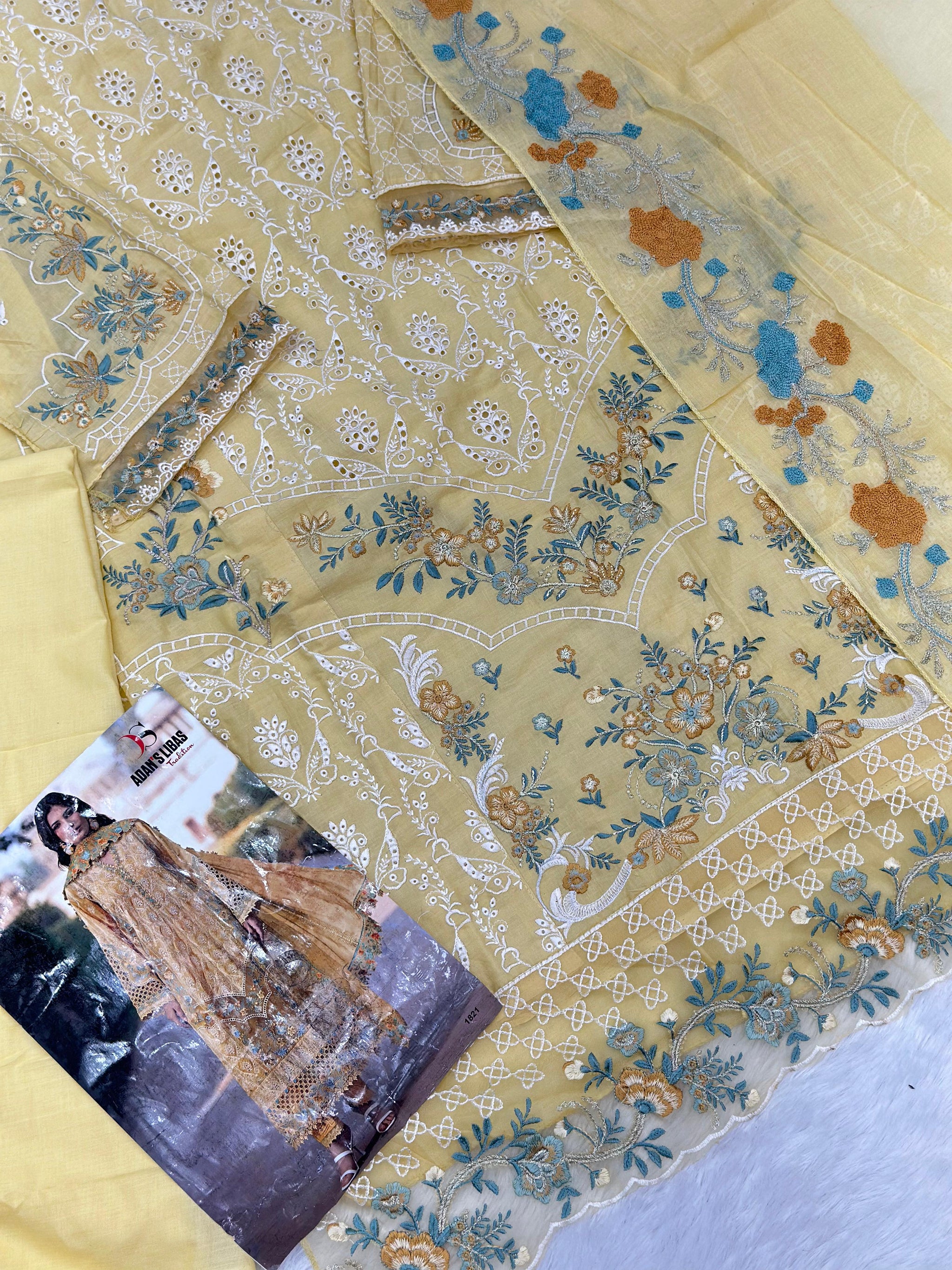 841 Adan Libas Pakistani Unstitched Lawn Suit
