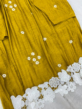 1386 Korea Lace-Work 2pc Frock Coordset - Mustard Yellow