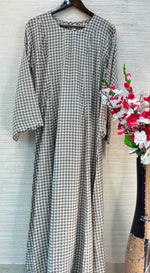 1209 Korean Gingham Gown - Taupe Brown