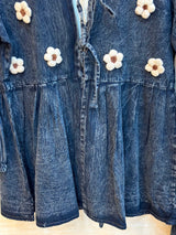 1094 Denim Embroidered Skirt Coord Set - Mid Blue