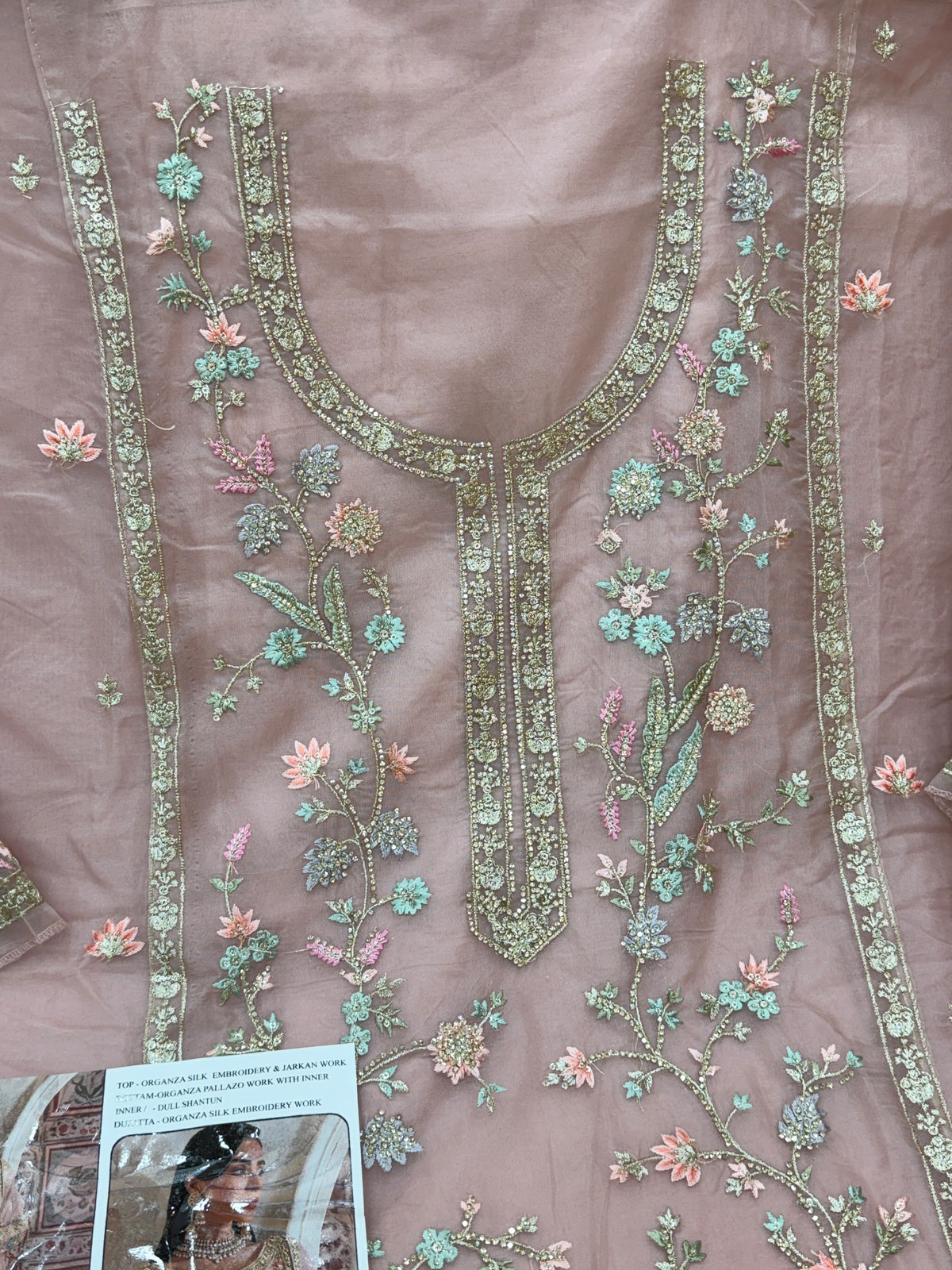 1453 Pakistani Unstitched Partywear - Blush Pink