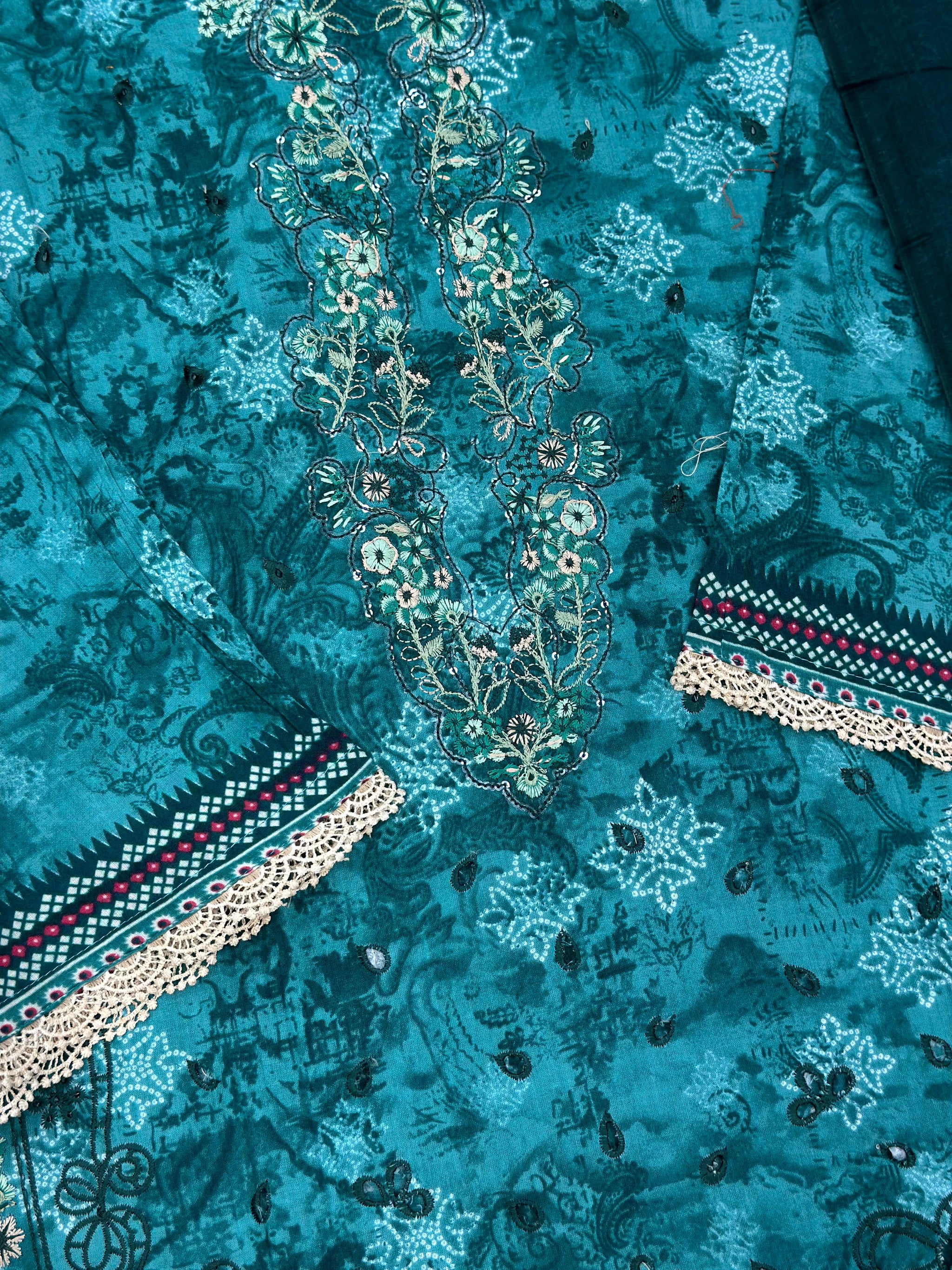629 Premium Pakistani Lawn Suit - Navy Blue