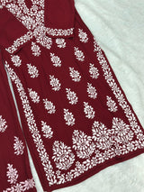 661 Lucknowi Palazzo Set - Maroon