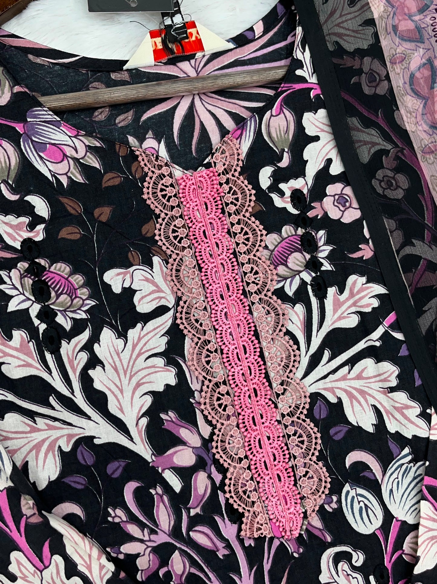 1320 Pakistani Chikankari Lawn Suit -  Black