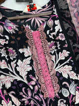 1320 Pakistani Chikankari Lawn Suit -  Black