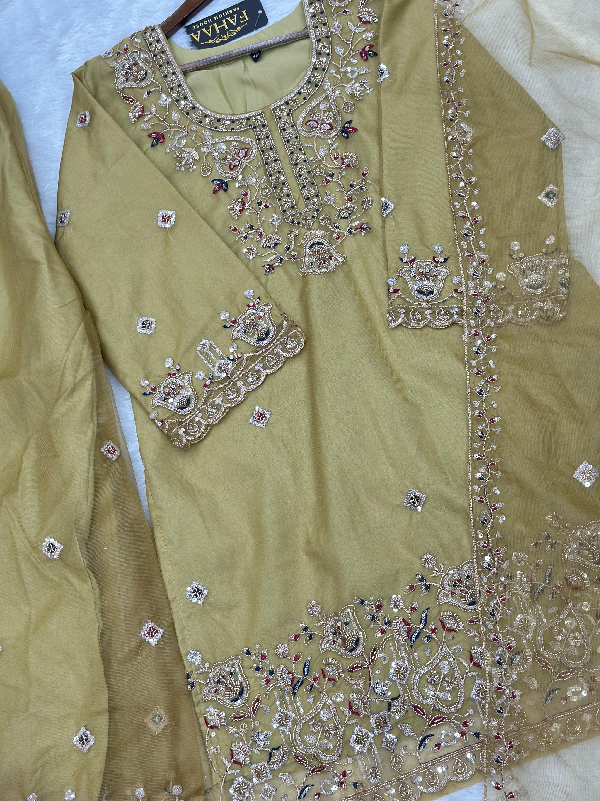 633 Pakistani Hand-Work Embroidery Sharara Set