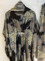 1099 Floral Kaftan Coord Set - Taupe Brown