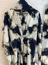1099 Floral Kaftan Coord Set - Beige