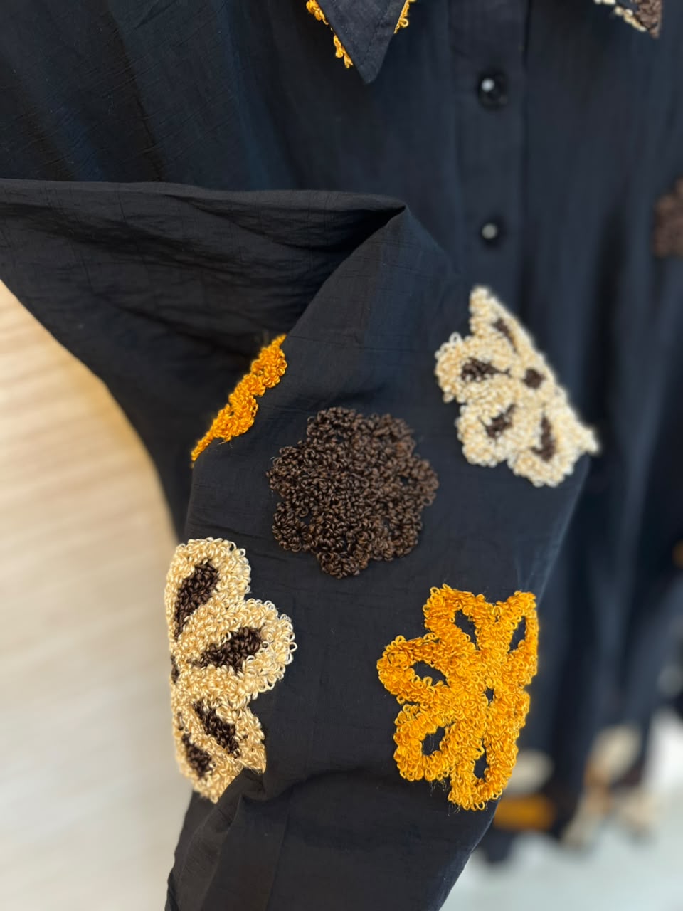 1097 Floral Embroidered Coord Set - Black