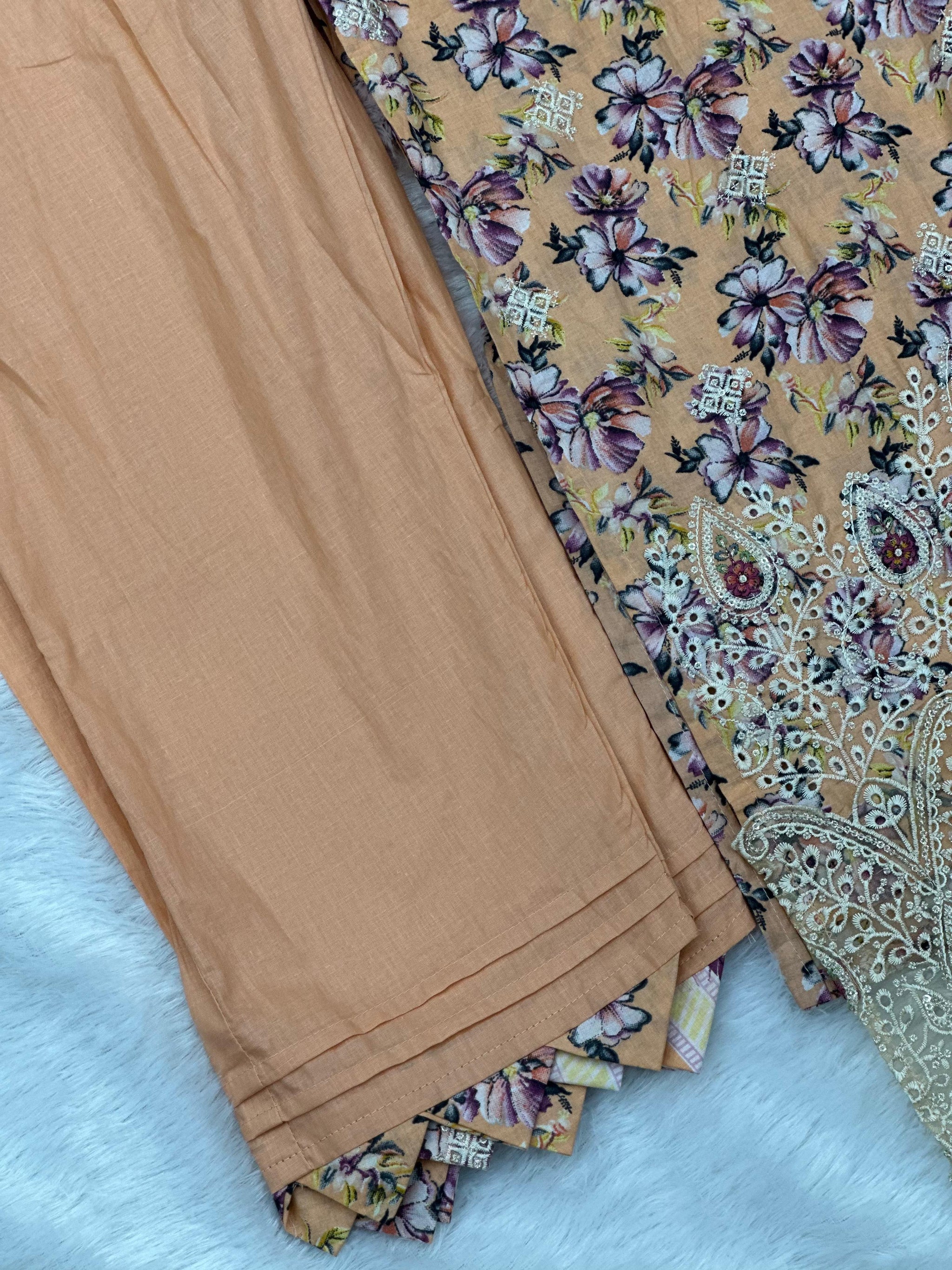 682 Pakistani Lawn Suit - Orange