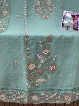 1447 Pakistani Unstitched Partywear - Sea Green