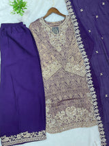 1423 Banarasi Readymade Suit - Royal Purple