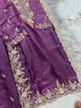 1204 Floral Hand-Work Partywear - Grape Purple
