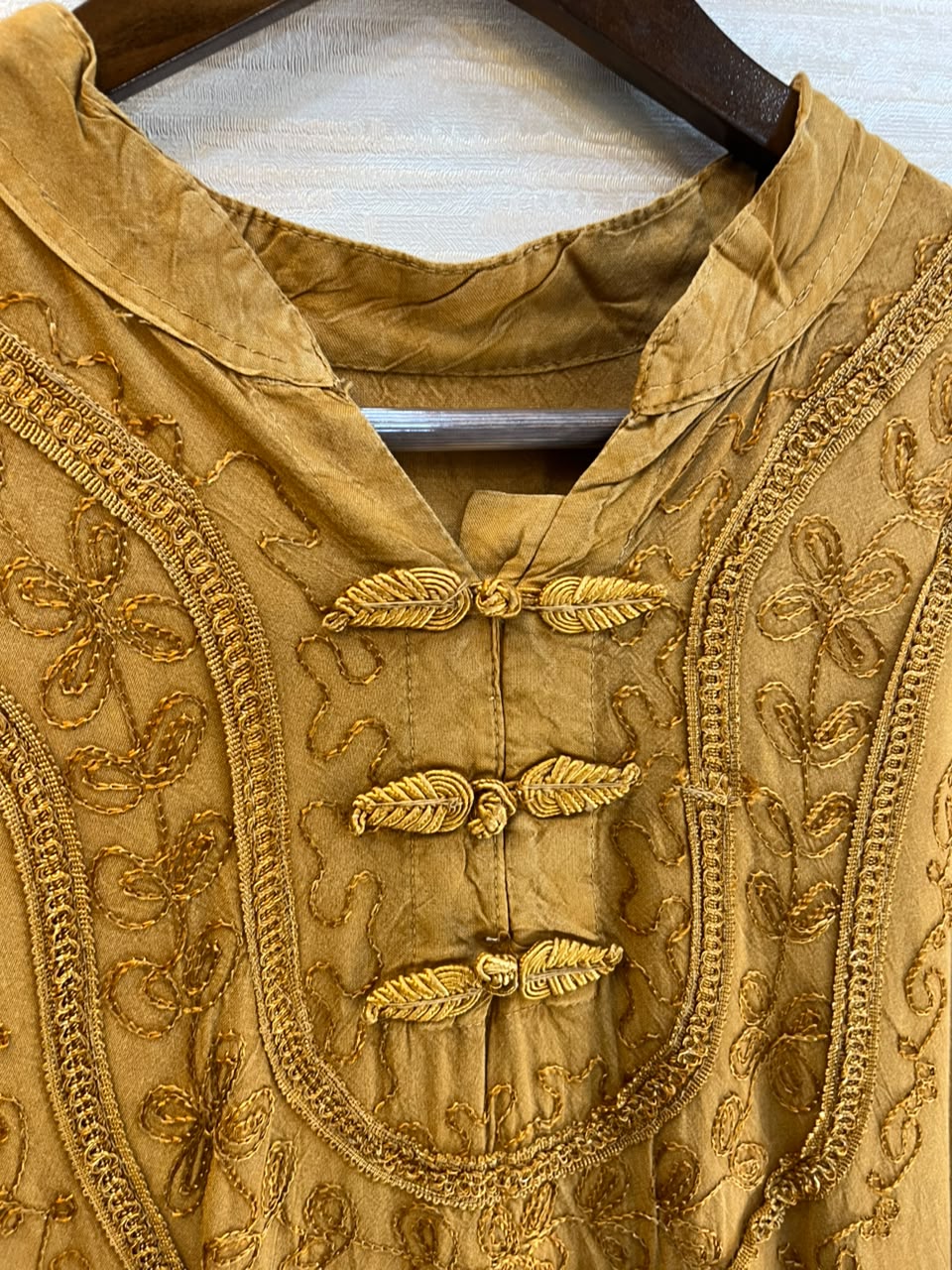 1205 Kashmiri Embroidered Coord Set - Mustard